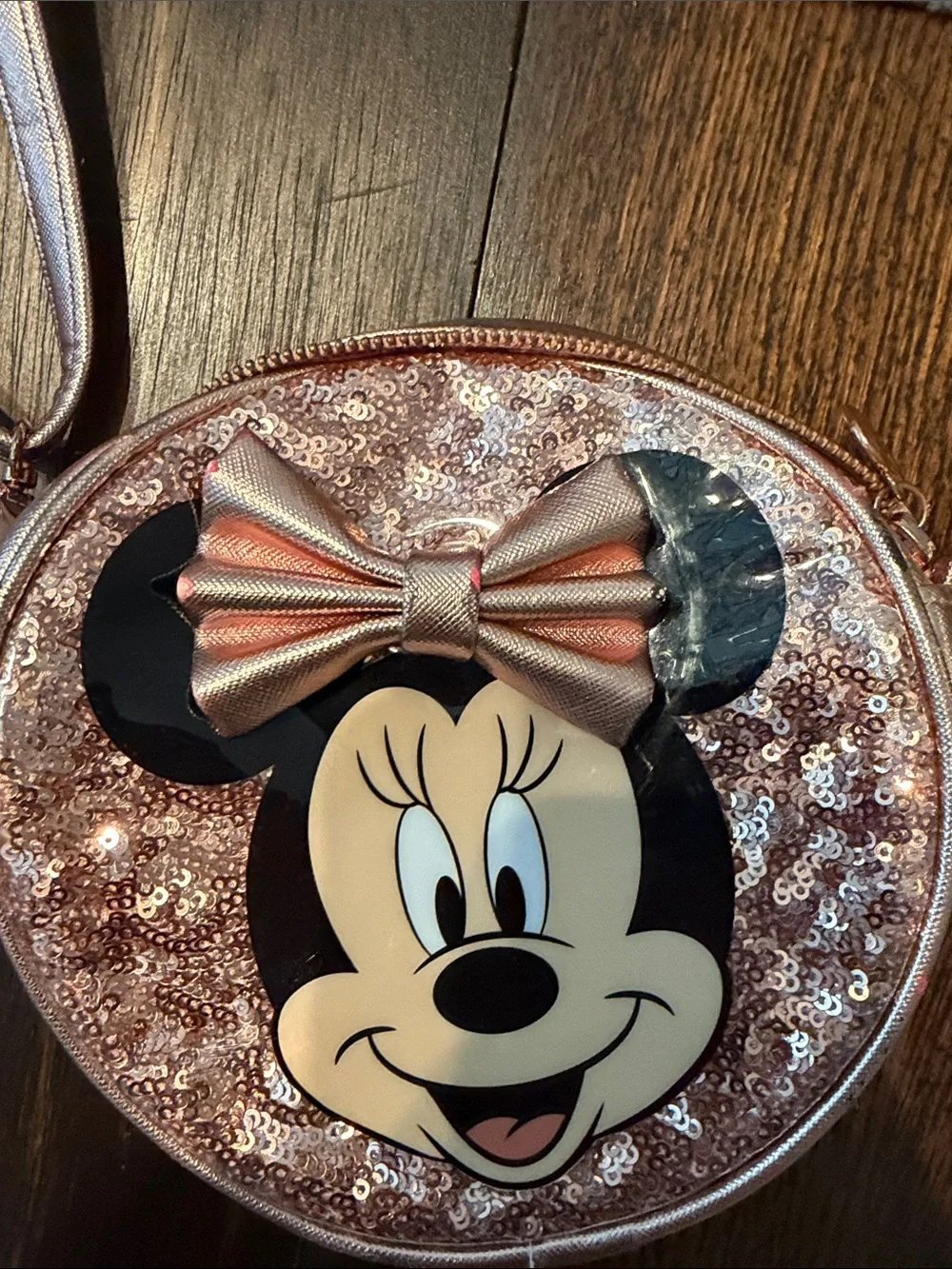 Disney Rose Gold Sequin Minnie Mouse Crossbody Bag